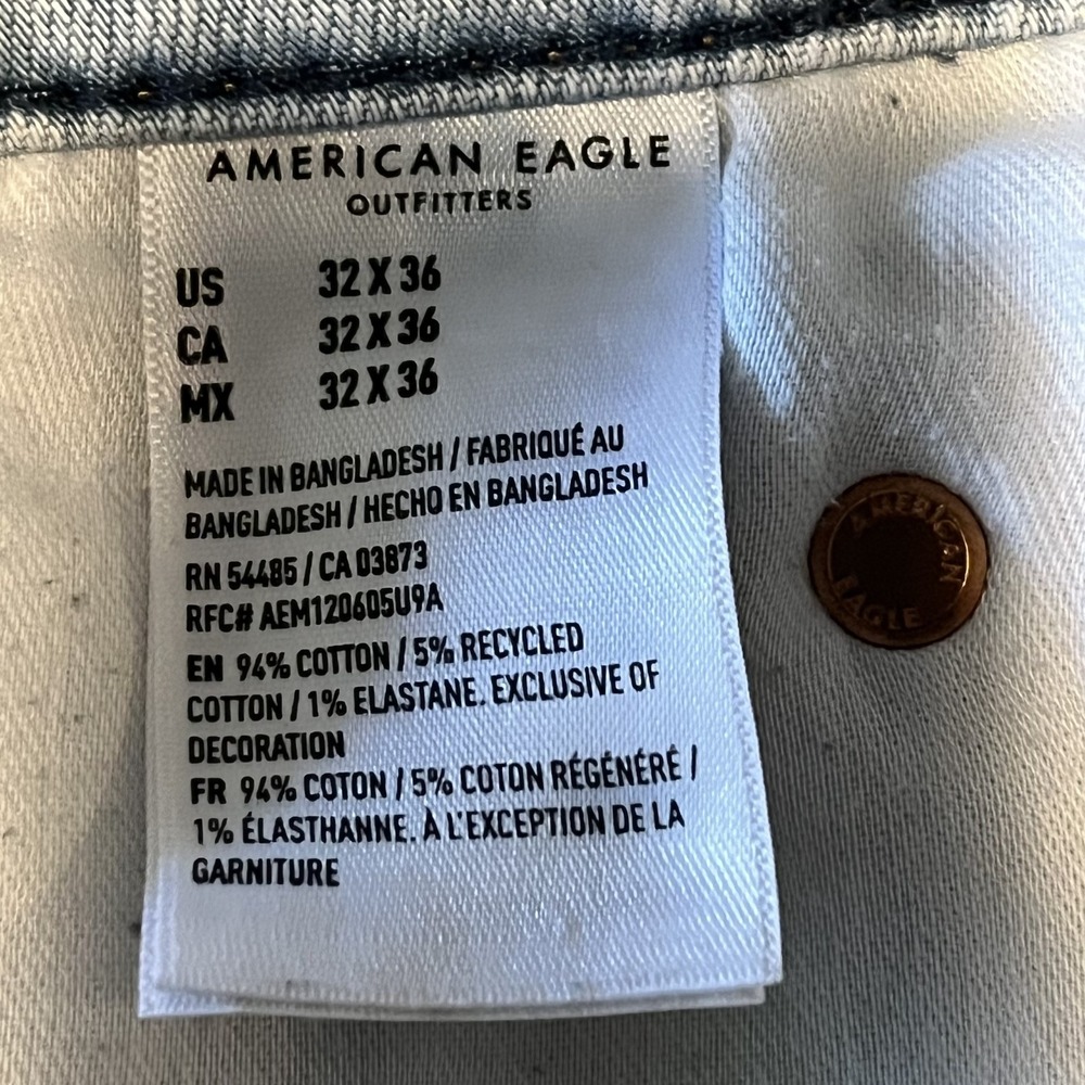 American Eagle Denim Jeans Airflex+ Slim Straight  Men's 32 x‎ 36 - Picture 7 of 7